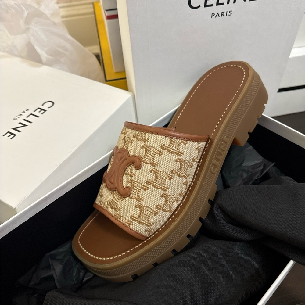 Celine Brown and Cream Women's Mules - Picture 2 of 2